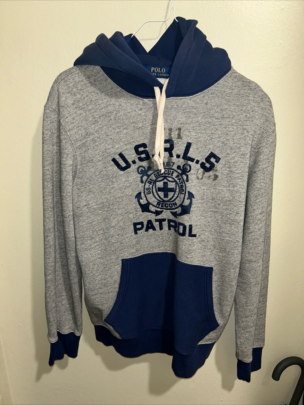 Polo Ralph Lauren Gray & Navy U.S.R.L.S. Patrol Hooded Sweatshirt